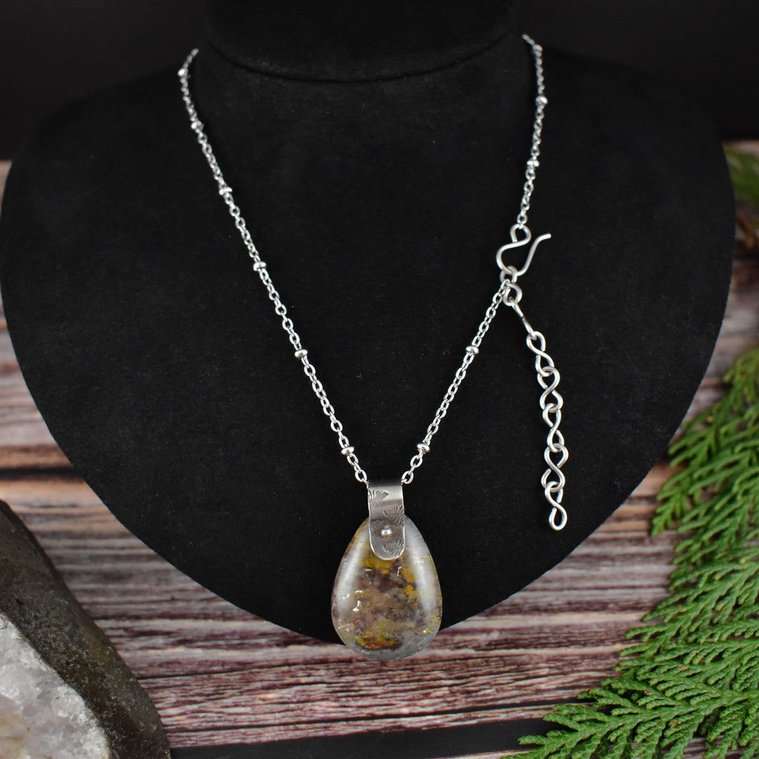 Jasper Silver Pendant Necklace