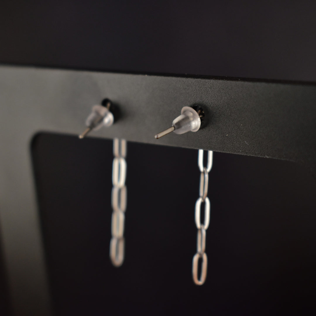 Silver Paperclip Chain Earrings