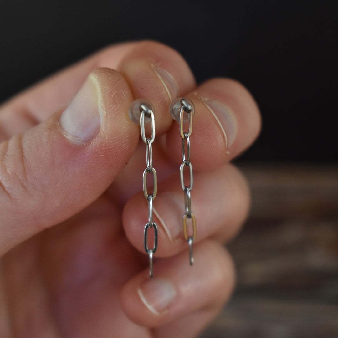 Silver Paperclip Chain Earrings