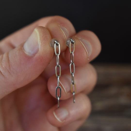 Silver Paperclip Chain Earrings