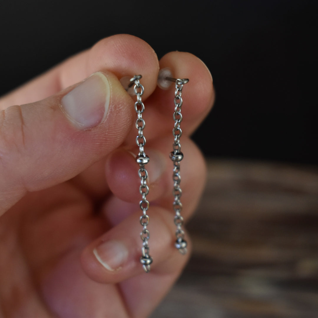 Silver Satellite Chain Earrings