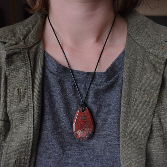 Large Red Jasper Pendant Necklace