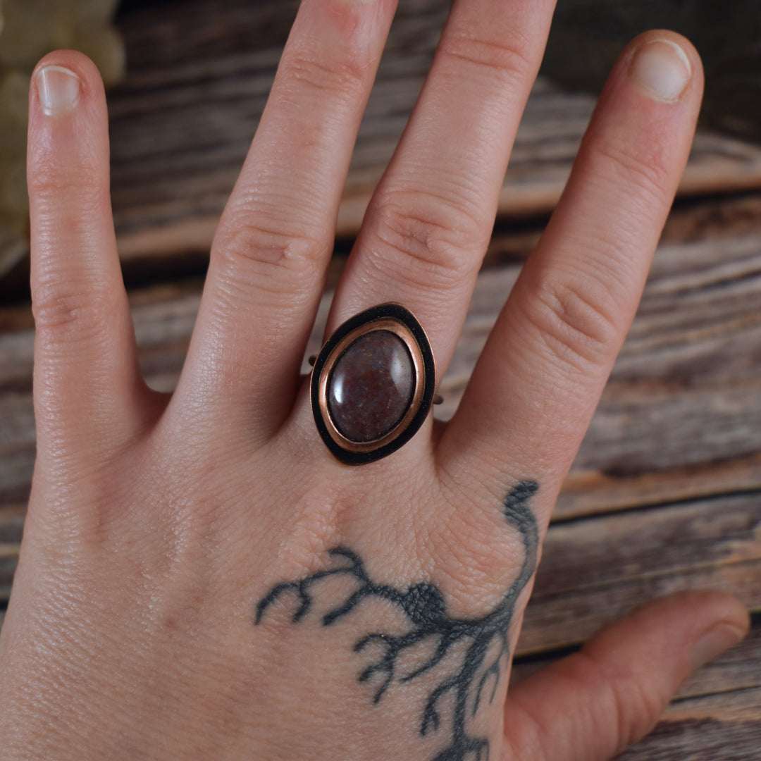 Pink Jasper Mixed Metal Ring