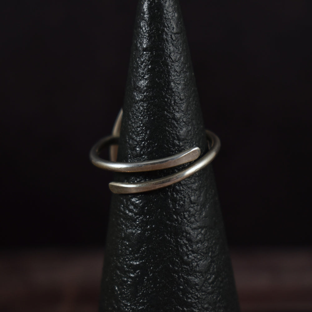 Black Stone Sterling Silver Ring with Adjustable Band