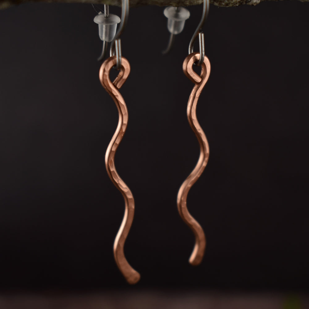 Hammered Copper Dangle Earrings | Limited Edition