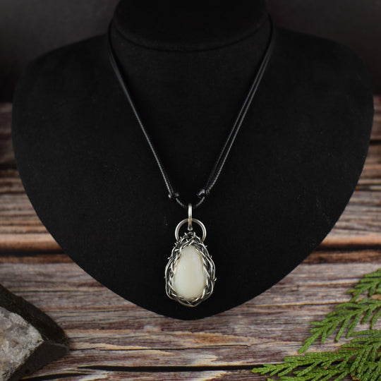 White Opal Sterling Silver Pendant Necklace