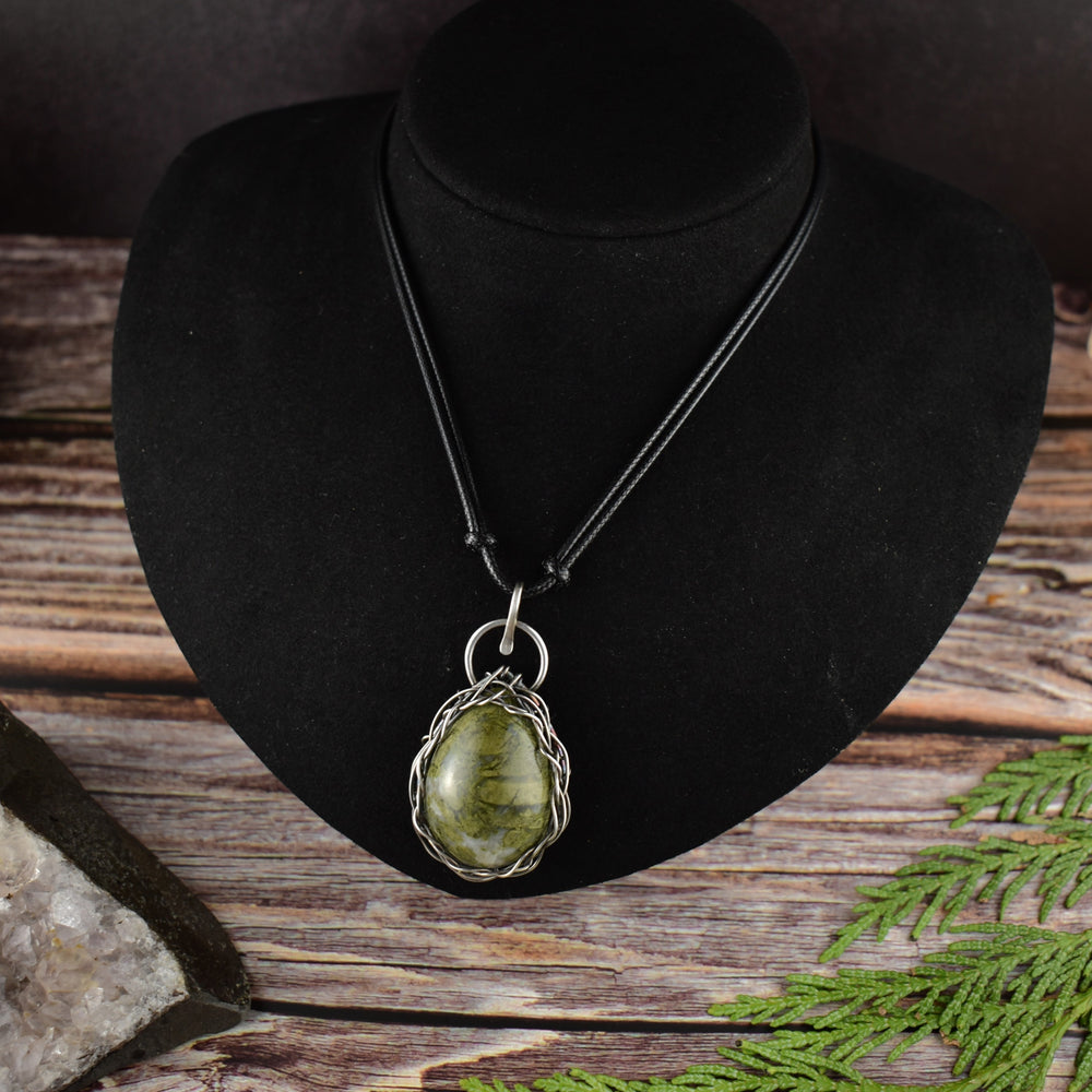 Epidote Silver Necklace