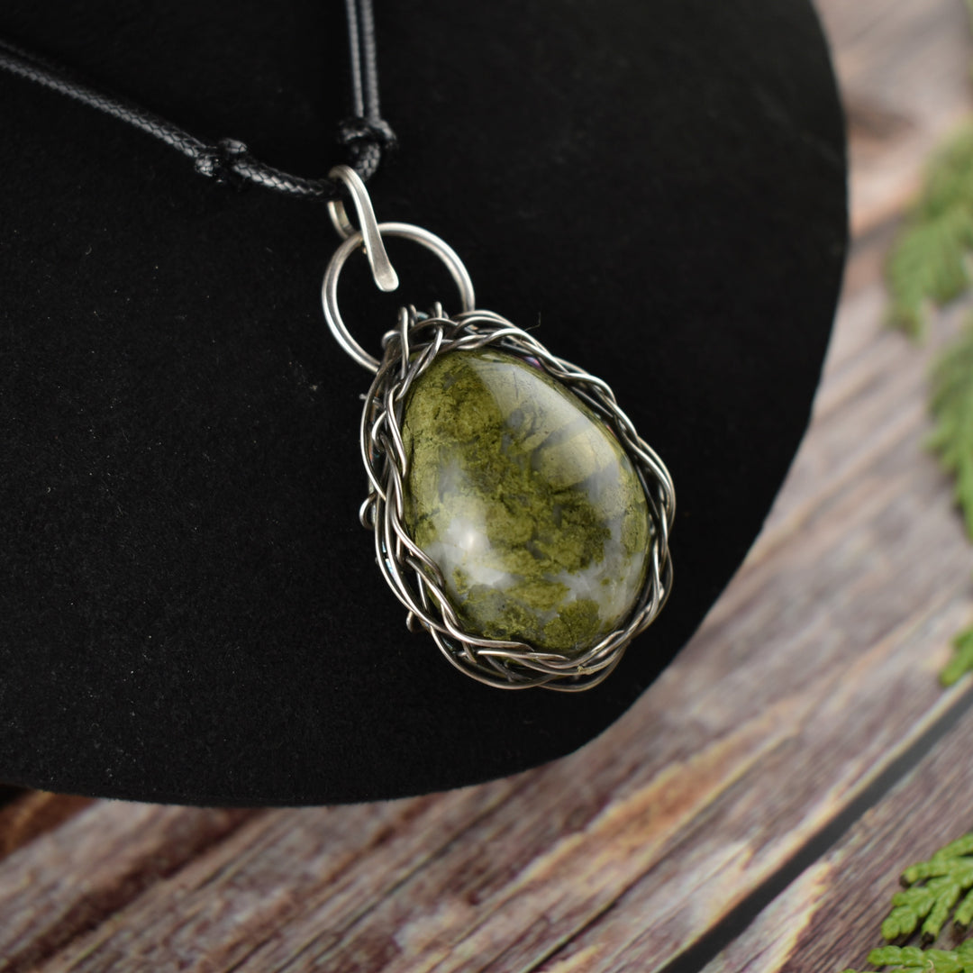 Epidote Sterling Silver Pendant Necklace