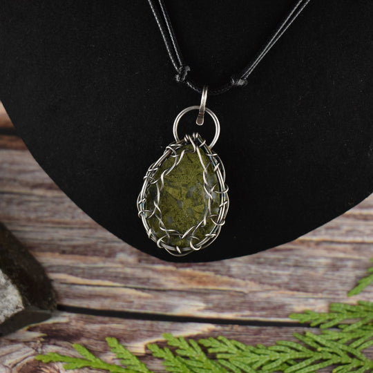 Epidote Sterling Silver Pendant Necklace