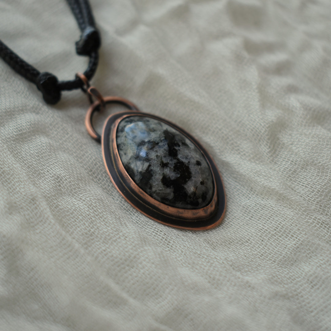 Handmade Moonstone Necklace in Copper | Adjustable Cord or Chain