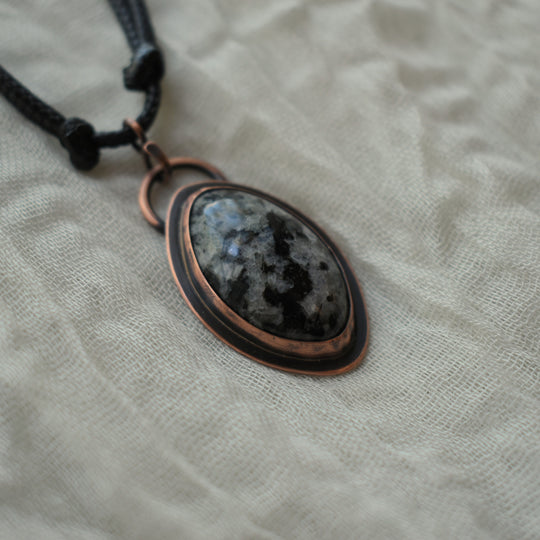 Handmade Moonstone Necklace in Copper | Adjustable Cord or Chain