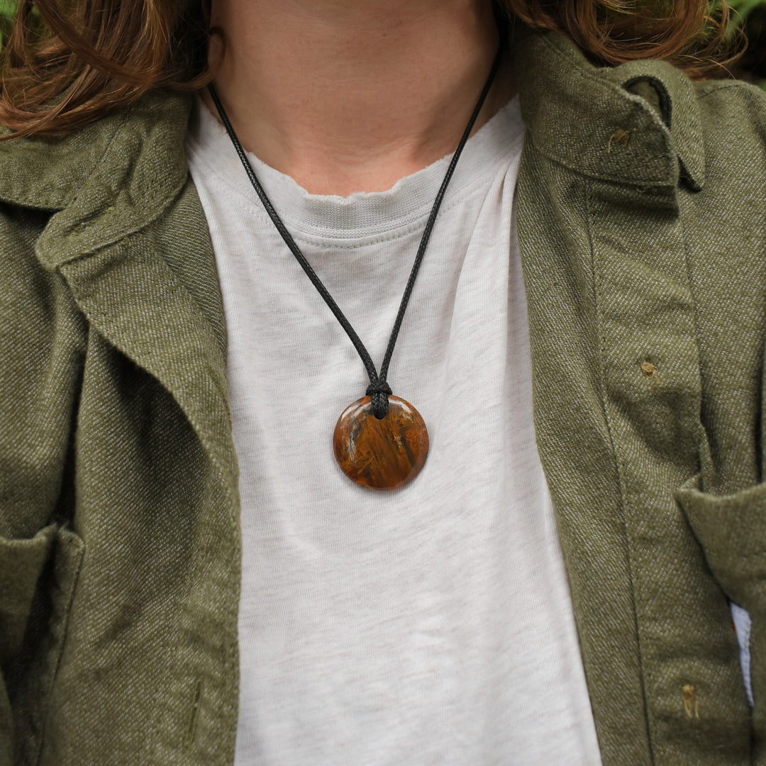 Rare Sagenite Agate Pendant Necklace | Adjustable Cord