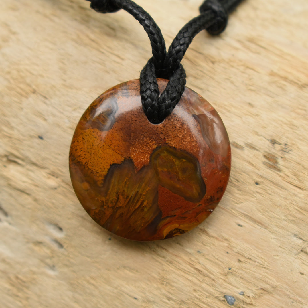 Rare Sagenite Agate Pendant Necklace | Adjustable Cord