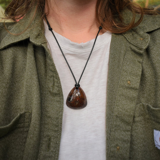 Moss Agate / Garden Quartz Pendant Necklace | Adjustable Cord