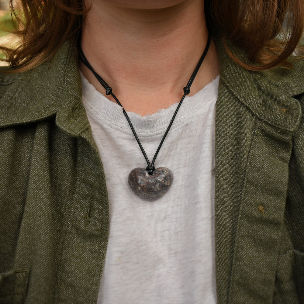 Unicorn Stone Heart Pendant Necklace | Adjustable Cord