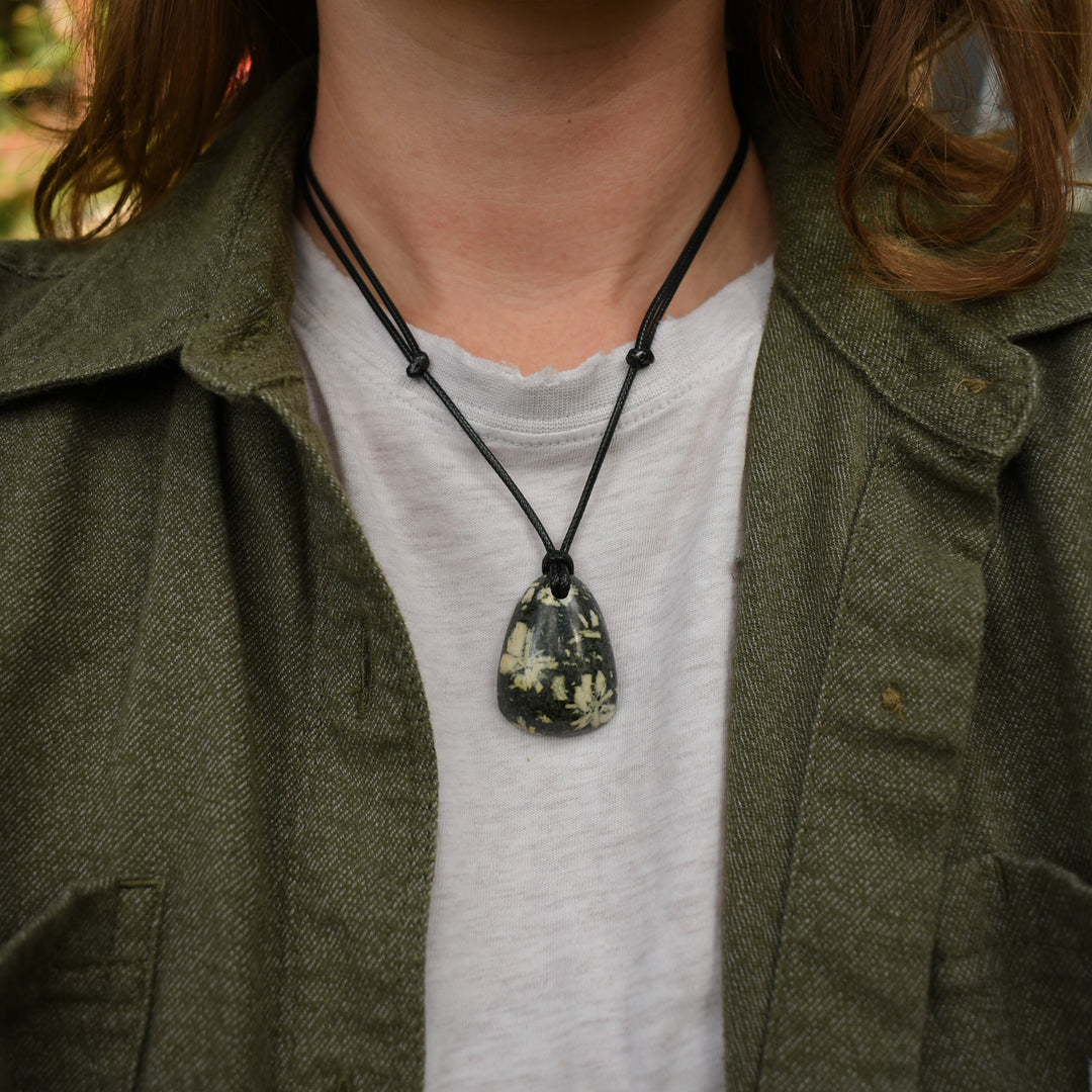 Flowerstone Pendant Necklace | Adjustable Cord