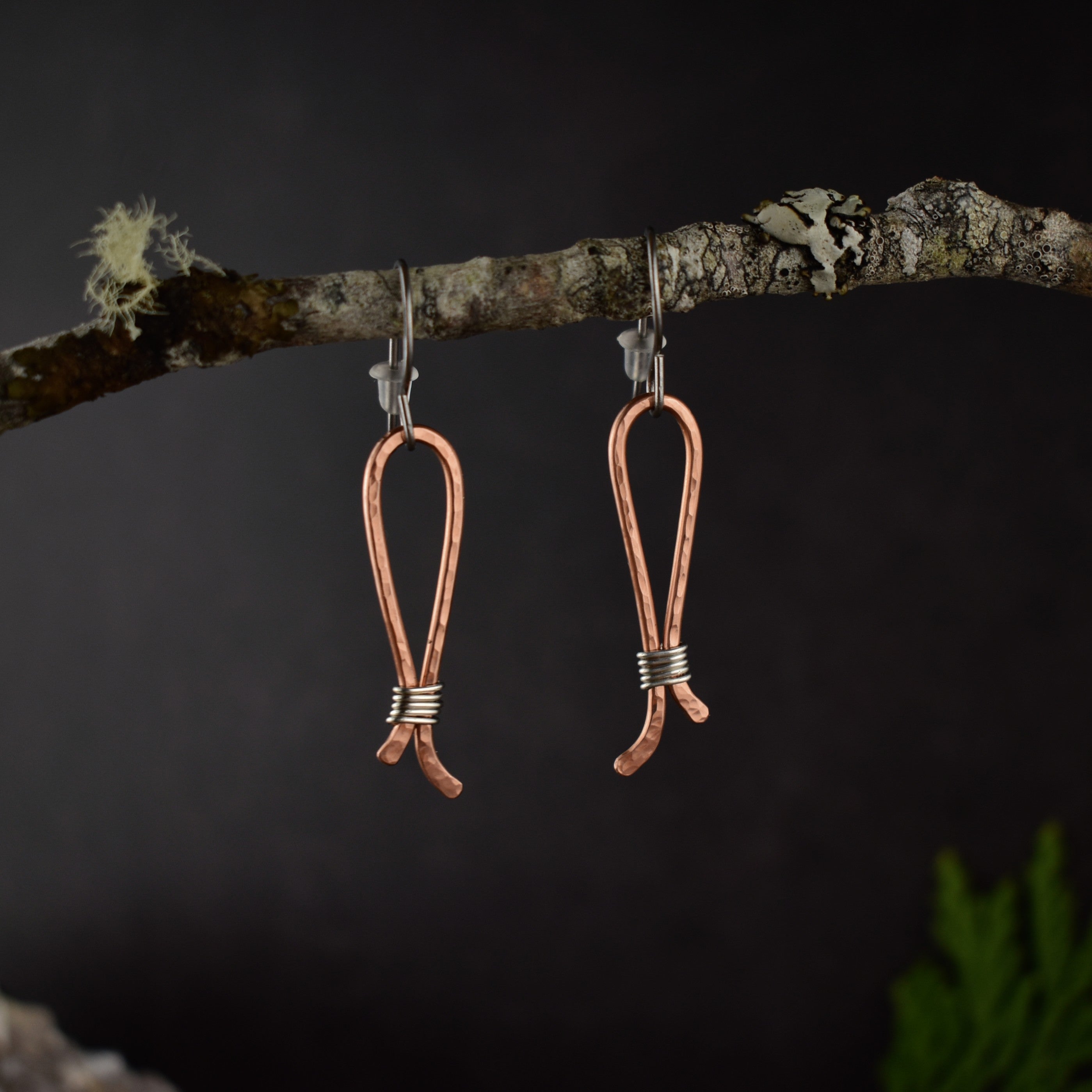 Mixed metal earrings | mixed metal jewelry | hammered copper earrings | bohemian jewelry | boho earrings | sold gypsy jewelry | long earrings