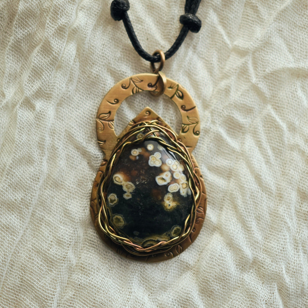 Handmade Metalsmith brass pendant necklace