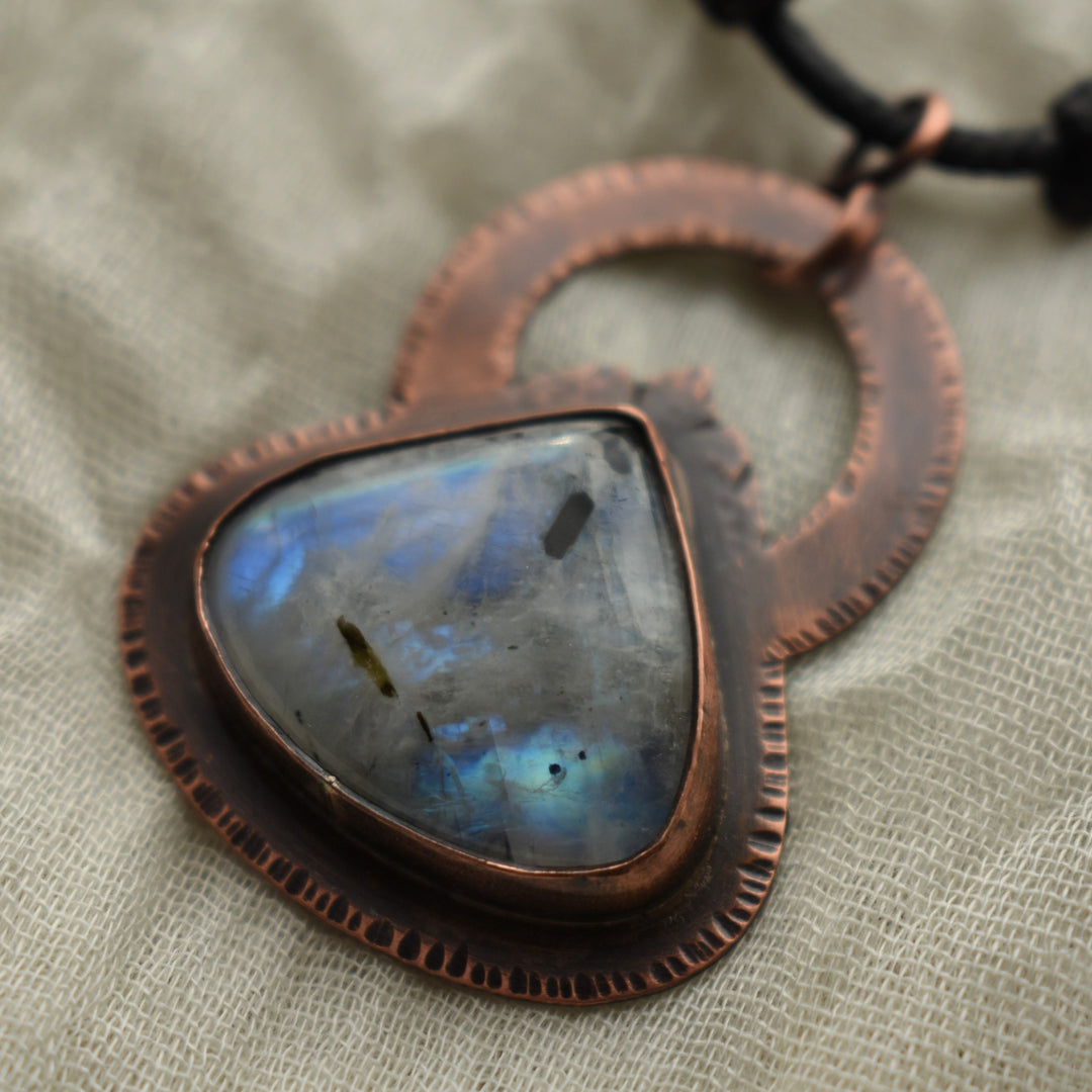 Handmade moonstone copper pendant necklace