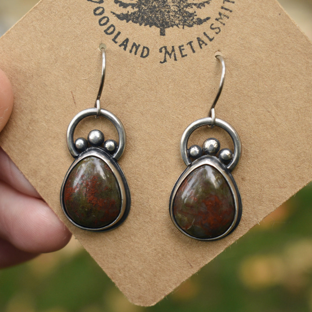 Moss Agate earrings in Sterling silver