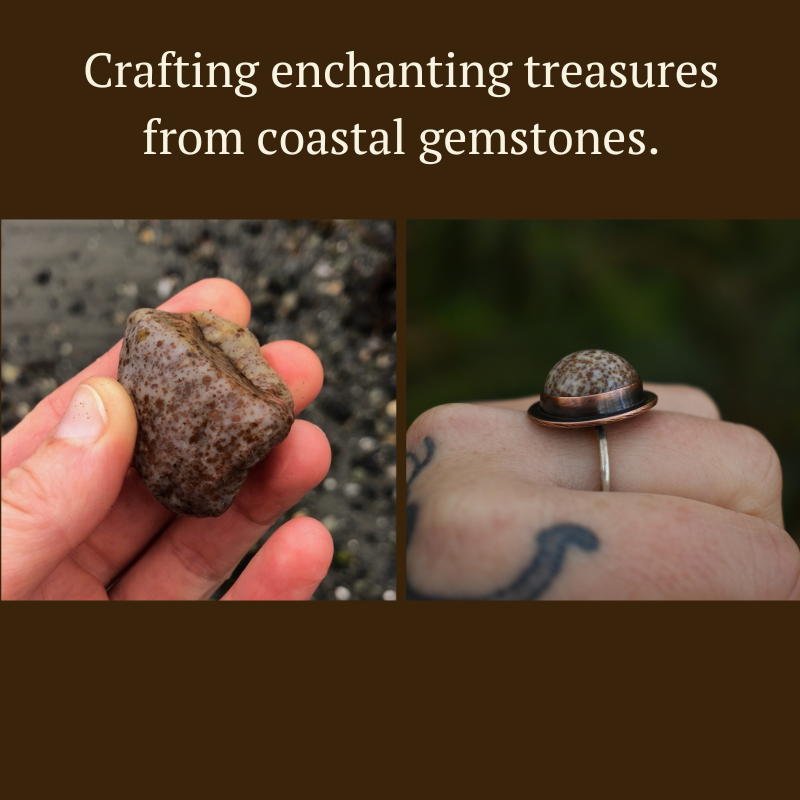 Crafting jewelry from beach stones.