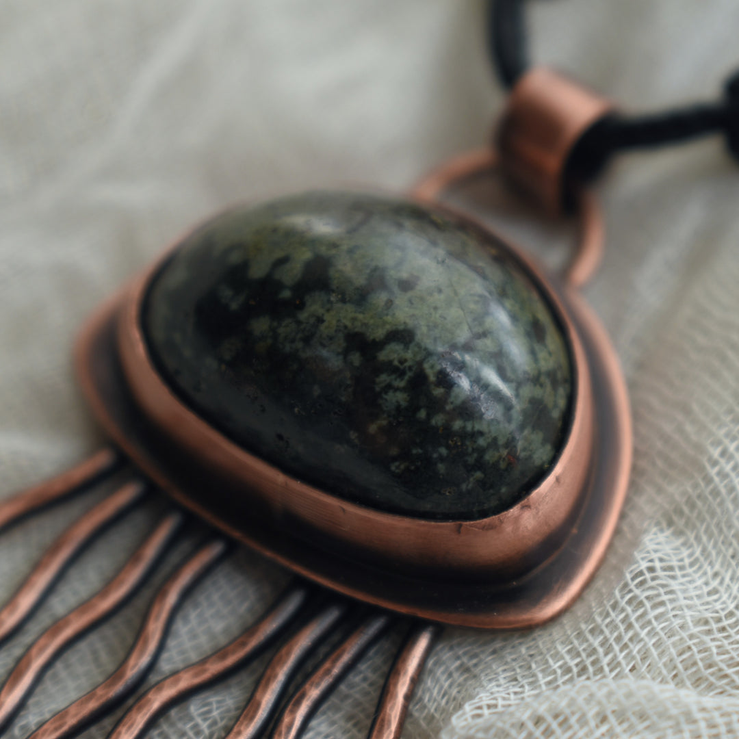 Rustic jellyfish copper pendant necklace