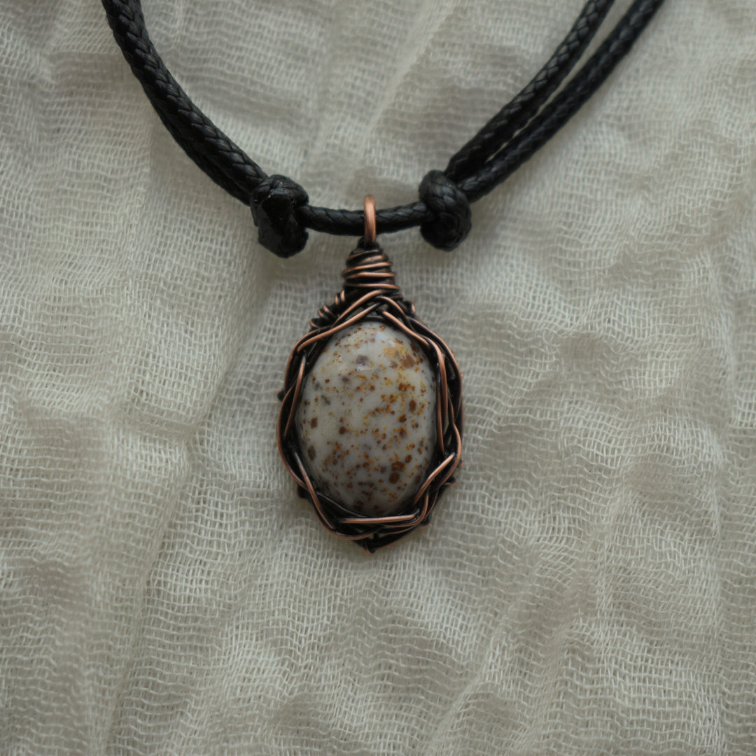 Small Spotted Jasper Pendant Necklace