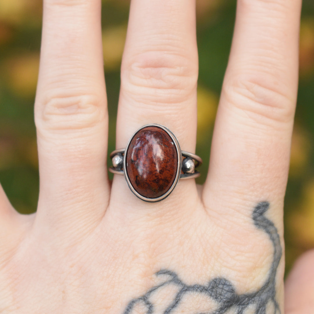 red Jasper ring in Sterling silver