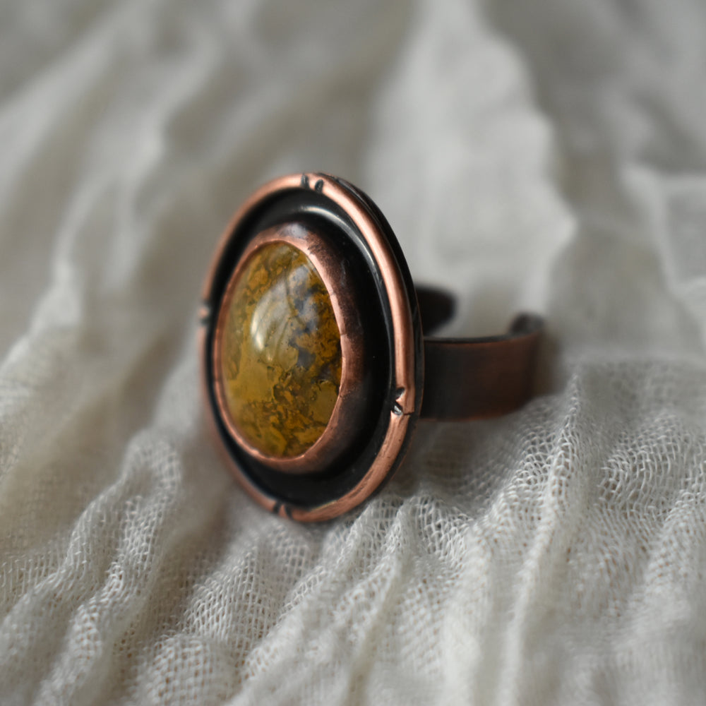 washington state yellow jasper copper ring