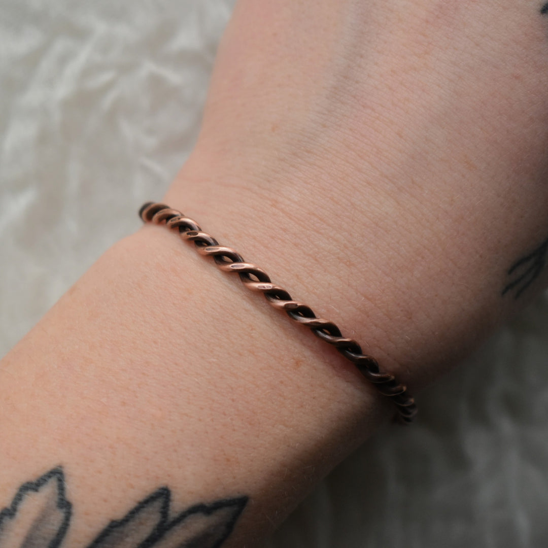 adjustable twisted copper bracelet for him
