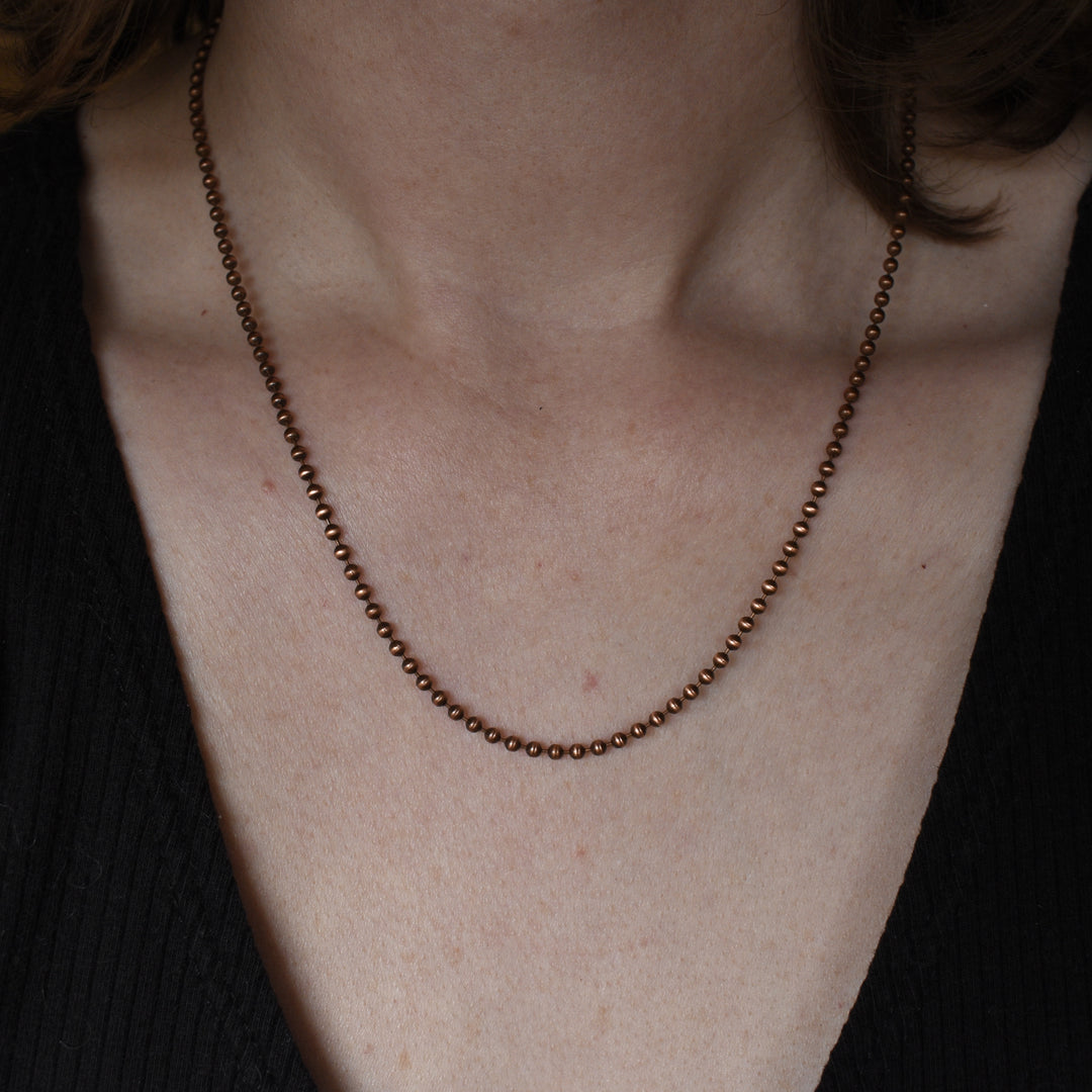 Pure Copper Ball Chain Necklace, Choose Length