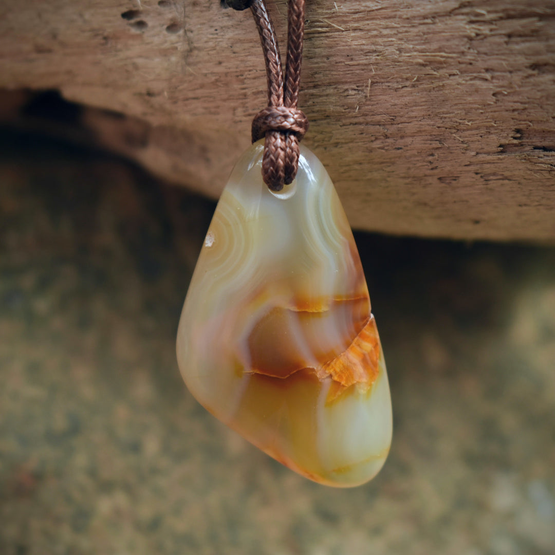 Washington State Banded Carnelian Agate Pendant Necklace