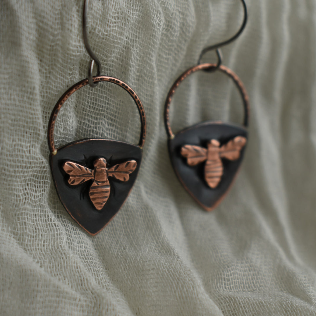bee copper earrings