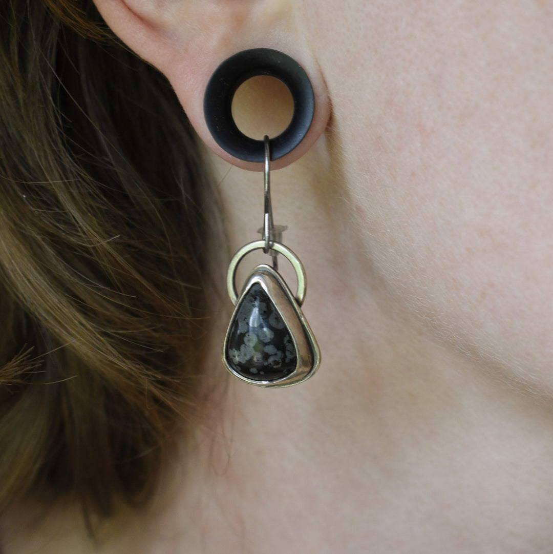Black Jasper Earrings in Sterling Silver - Hypoallergenic