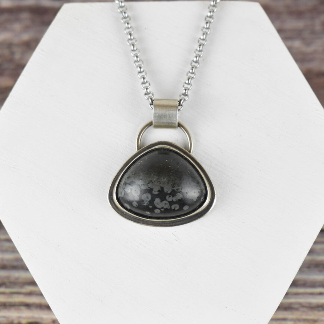 Black Jasper Necklace in Sterling Silver with Custom Chain