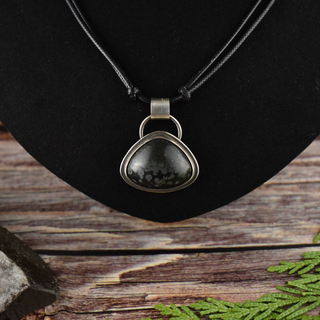 Black Jasper and sterling silver pendant necklace