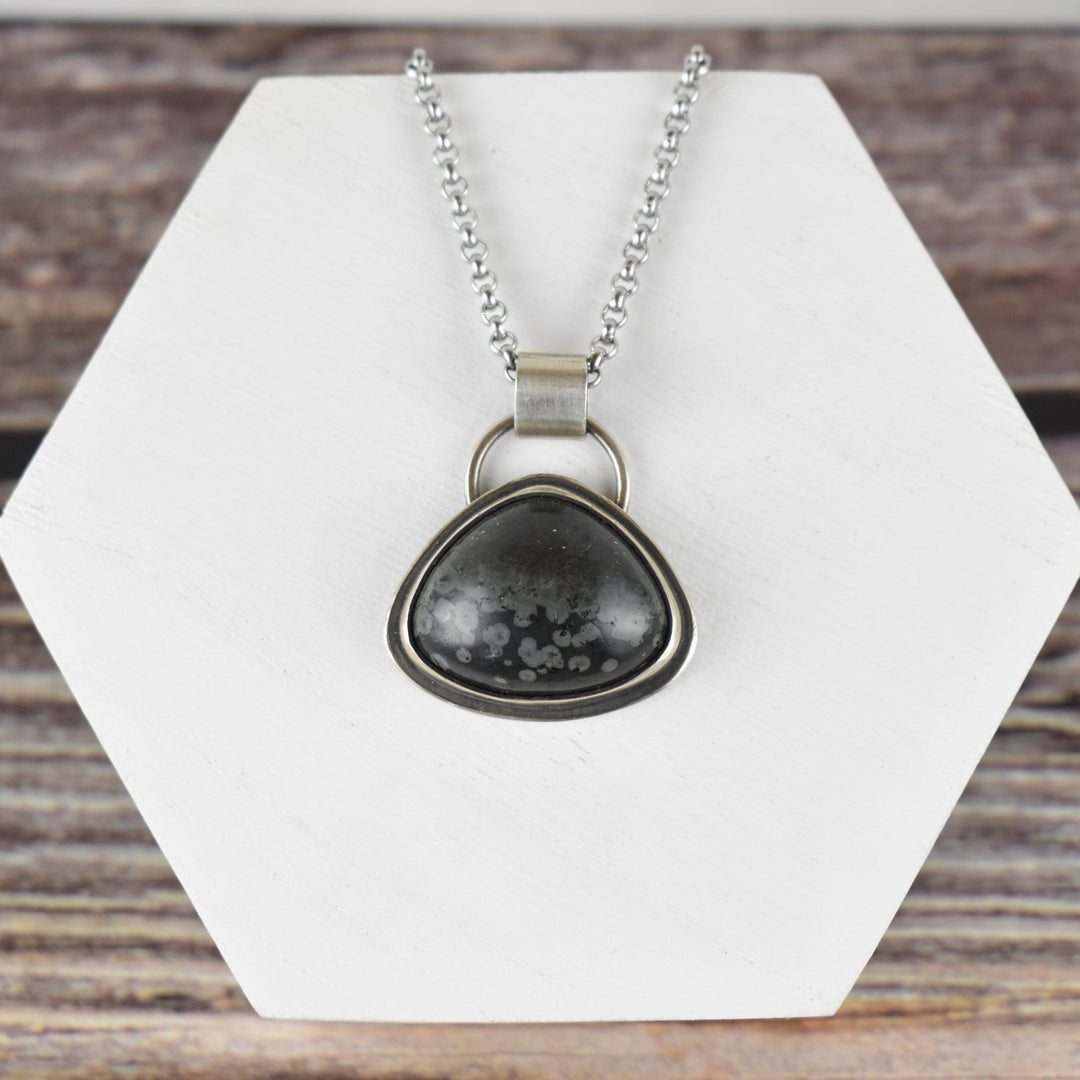 Black Jasper and Sterling silver pendant necklace for men and women