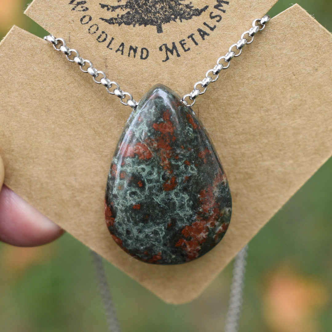 Bloodstone Jasper pendant necklace for men