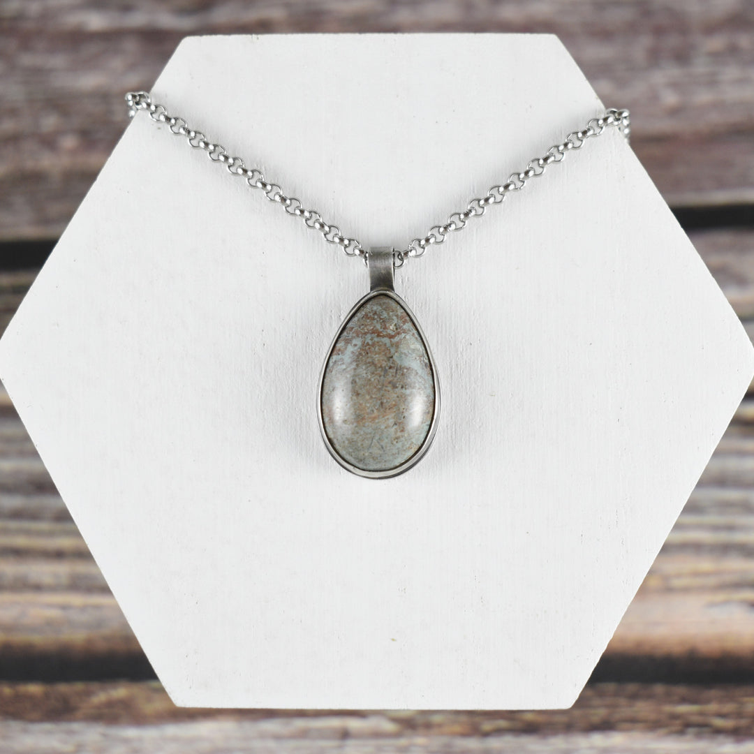 Blue stone and Sterling silver pendant necklace for men and women