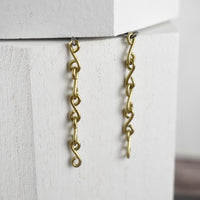 Brass Chain Stud Earrings, Niobium Posts