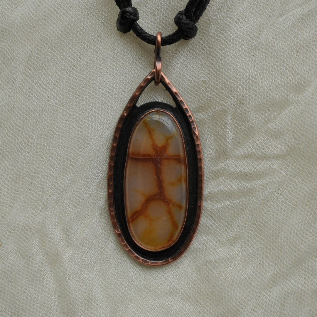 carneiian pendant necklace handmade with pure copper