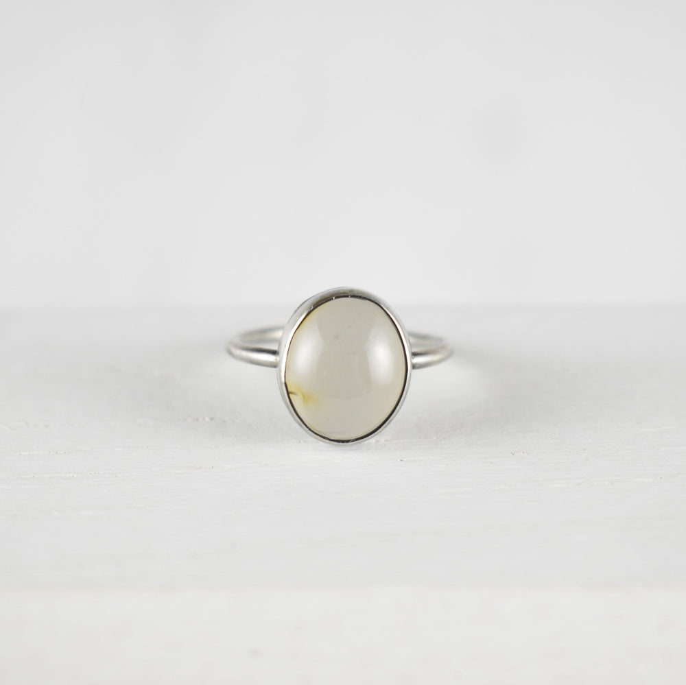 Cloudy Agate and Sterling silver ring size 6.25