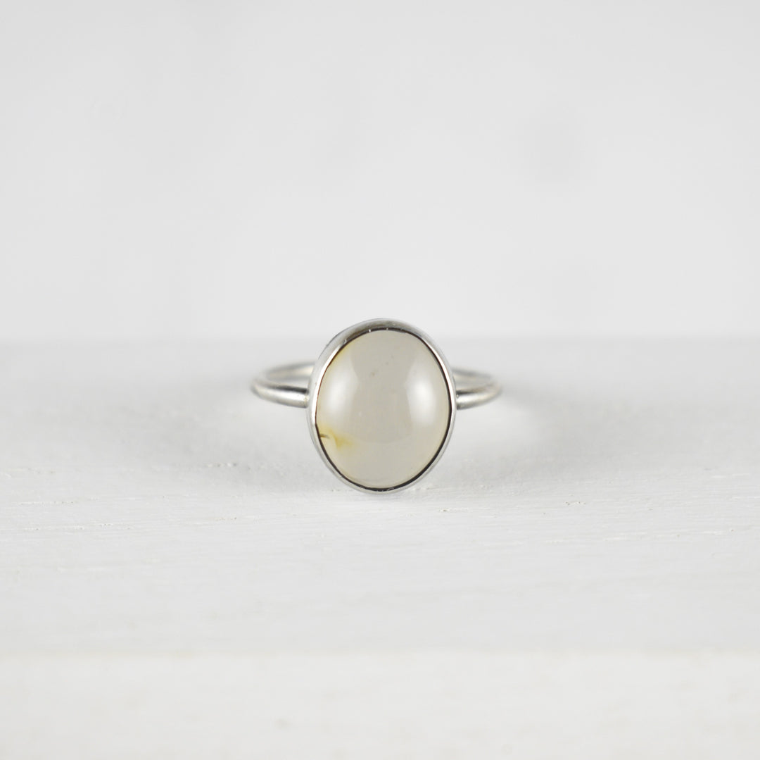 Cloudy Agate and Sterling silver ring size 6.25