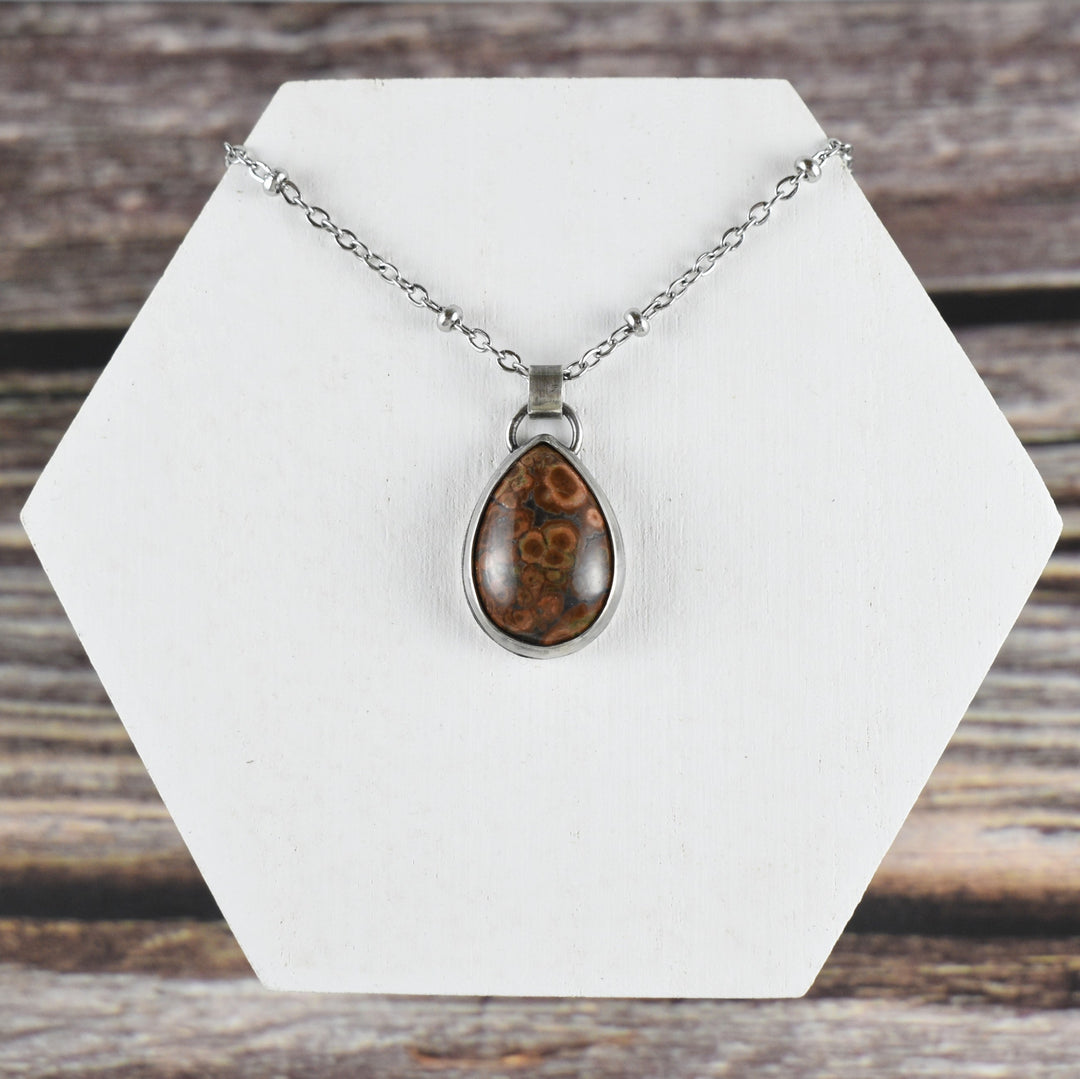 Colorful Poppy Jasper pendant necklace in Sterling silver