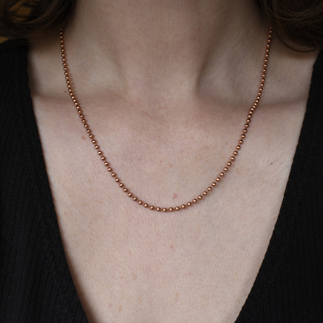 Pure Copper Ball Chain Necklace, Choose Length