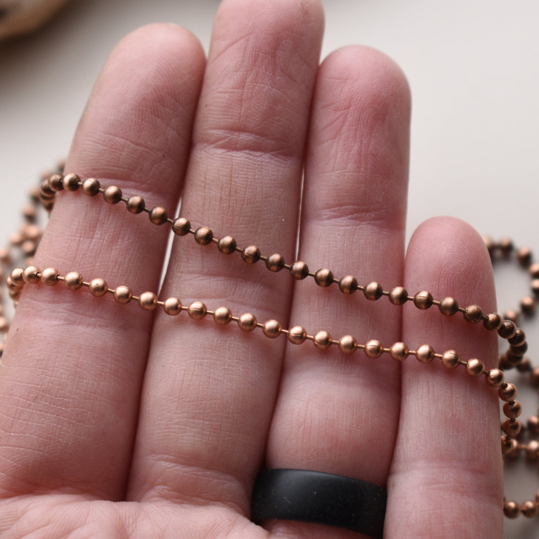 Pure Copper Ball Chain Necklace, Choose Length