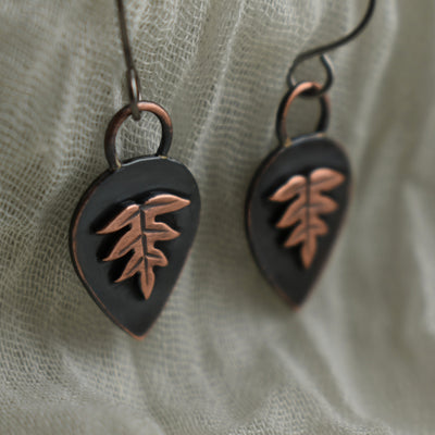 copper fern earrings