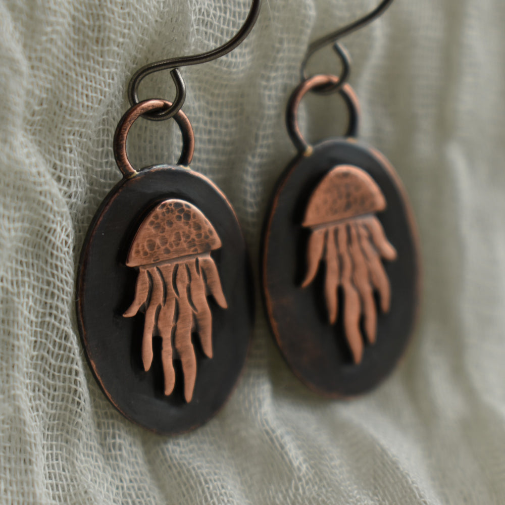 copper jellyfish earrings
