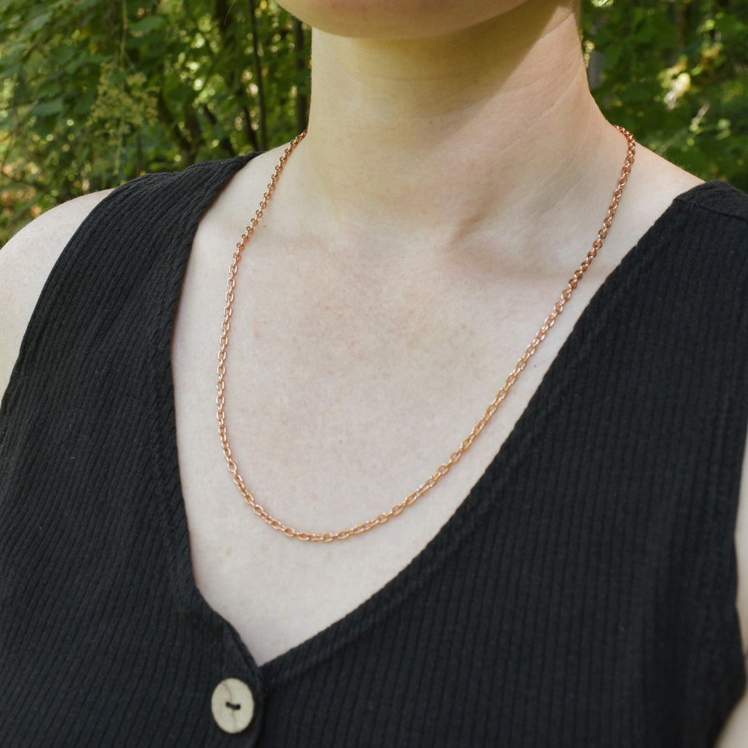 Pure Copper Cable Chain Necklace, Choose Length