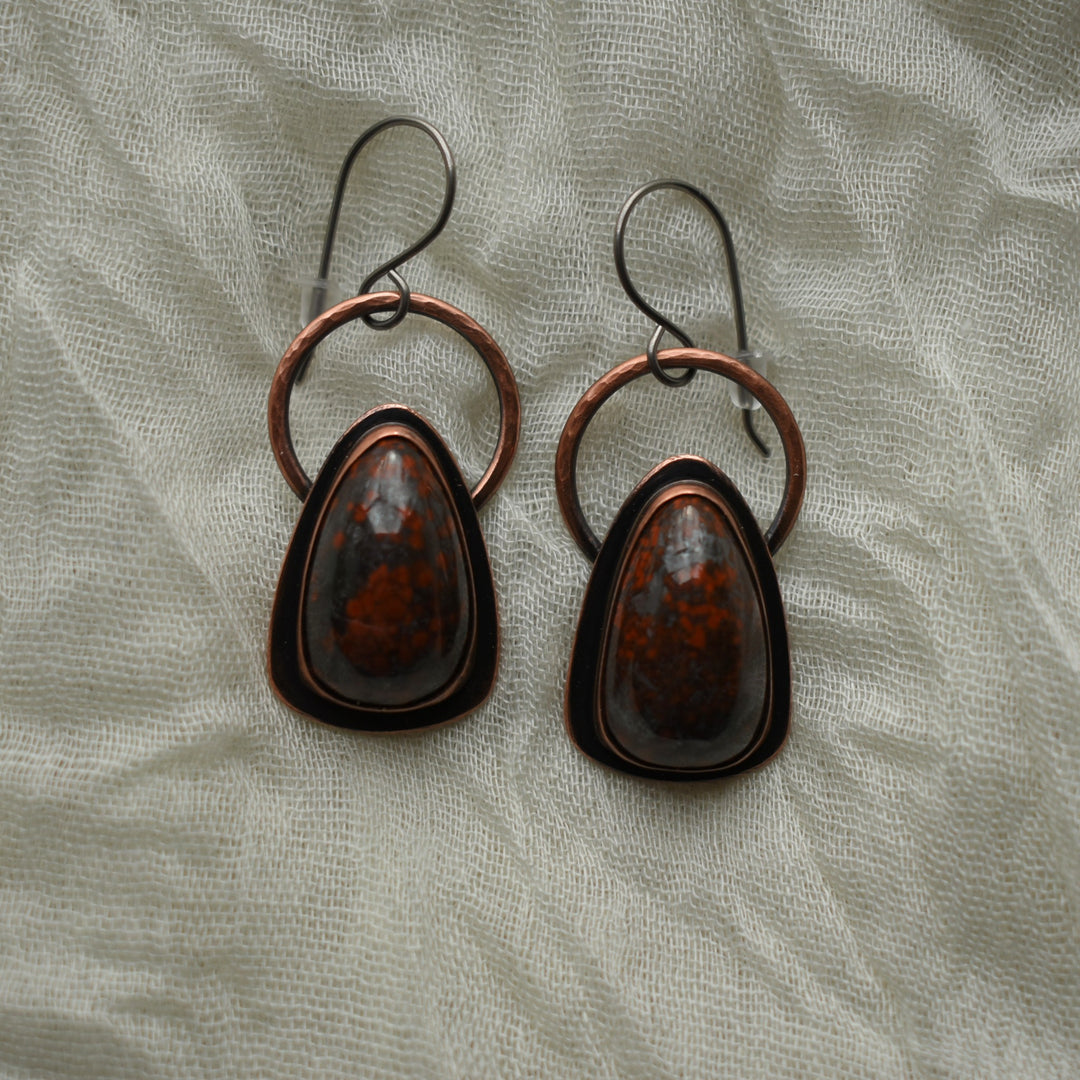 copper and red jasper earrings